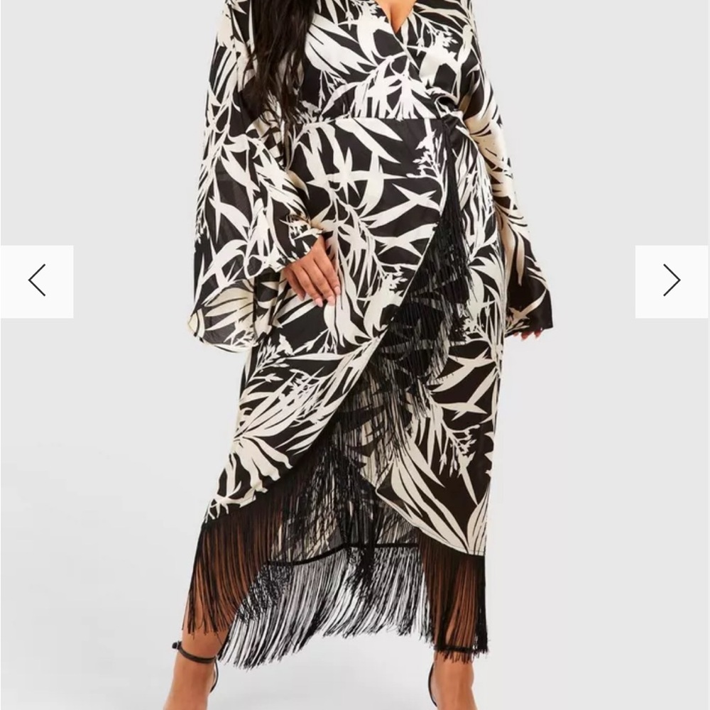 Chic Black and White Fringe Dress
